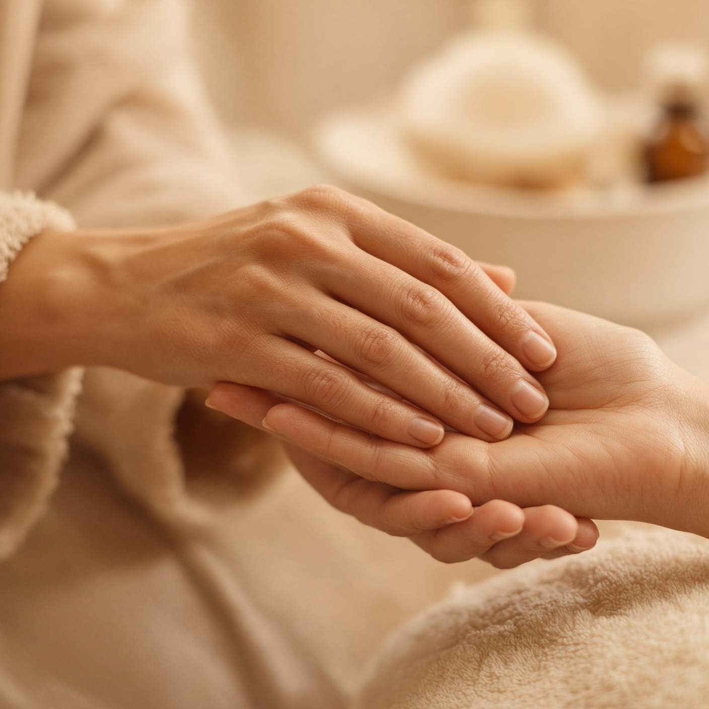 A practitioner preparing botanical oil for a treatment
